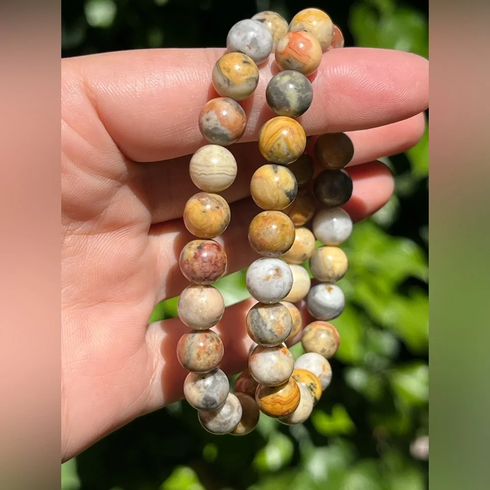 8mm stretchable crazy‎ lace agate bracelet